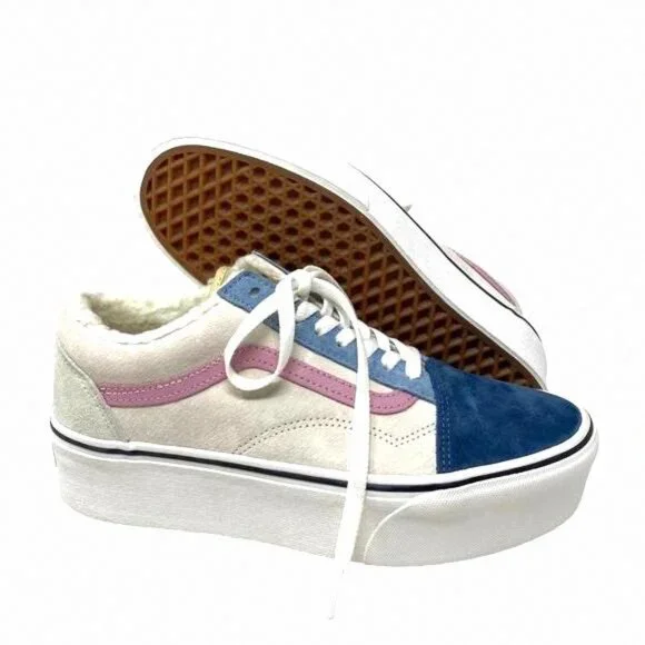 VANS Old Skool Platform For Women Sherpa Suede Multi VN0A7Q5MMUL Shoes Top Low